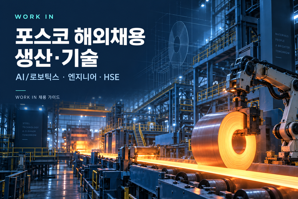 포스코 해외채용 생산·기술을 소개하는 제철소·자동화 설비 콘셉트 이미지