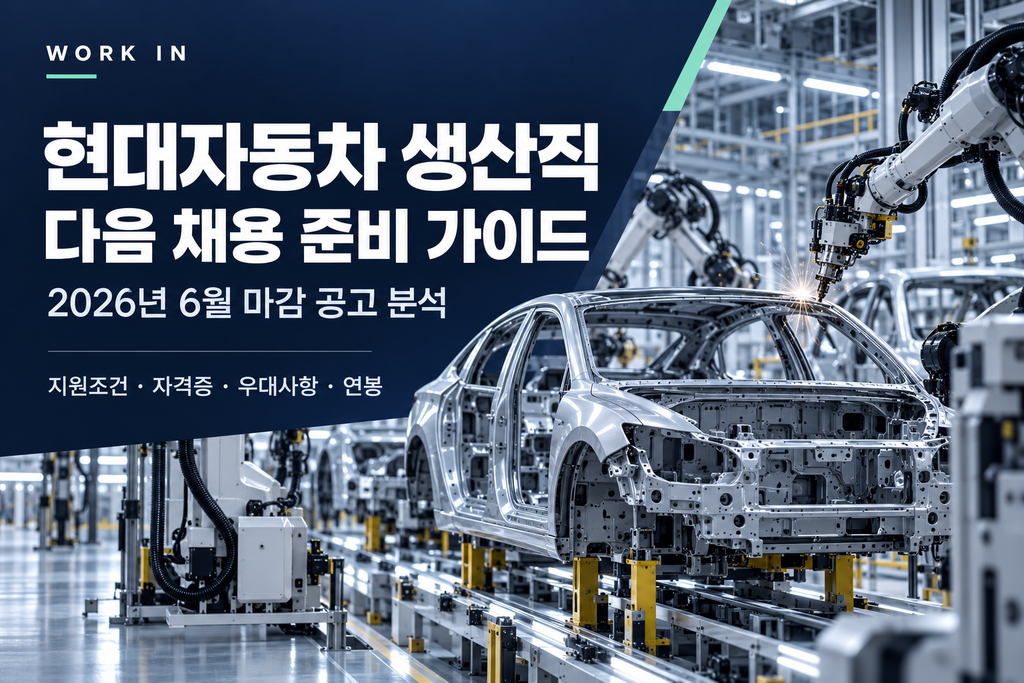 자동차 생산라인을 배경으로 한 현대자동차 생산직 다음 채용 준비 가이드