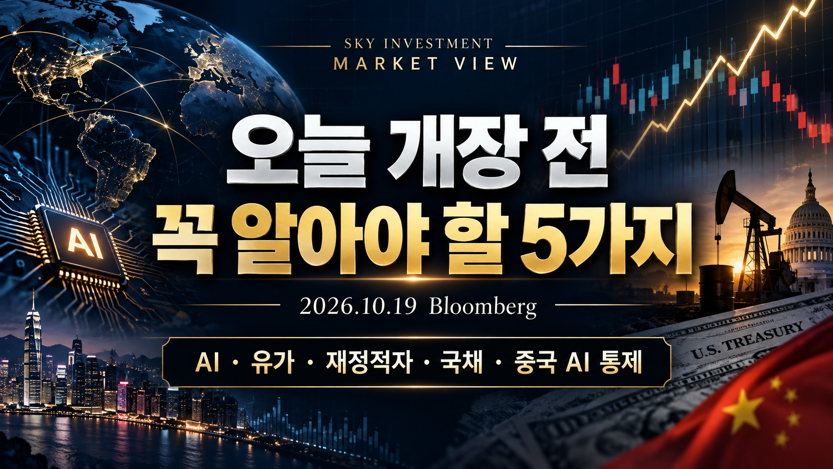 10월 19일 개장 전 꼭 알아야 할 5가지: 코어위브·유가·미 재정적자·국채·중국 AI 통제
